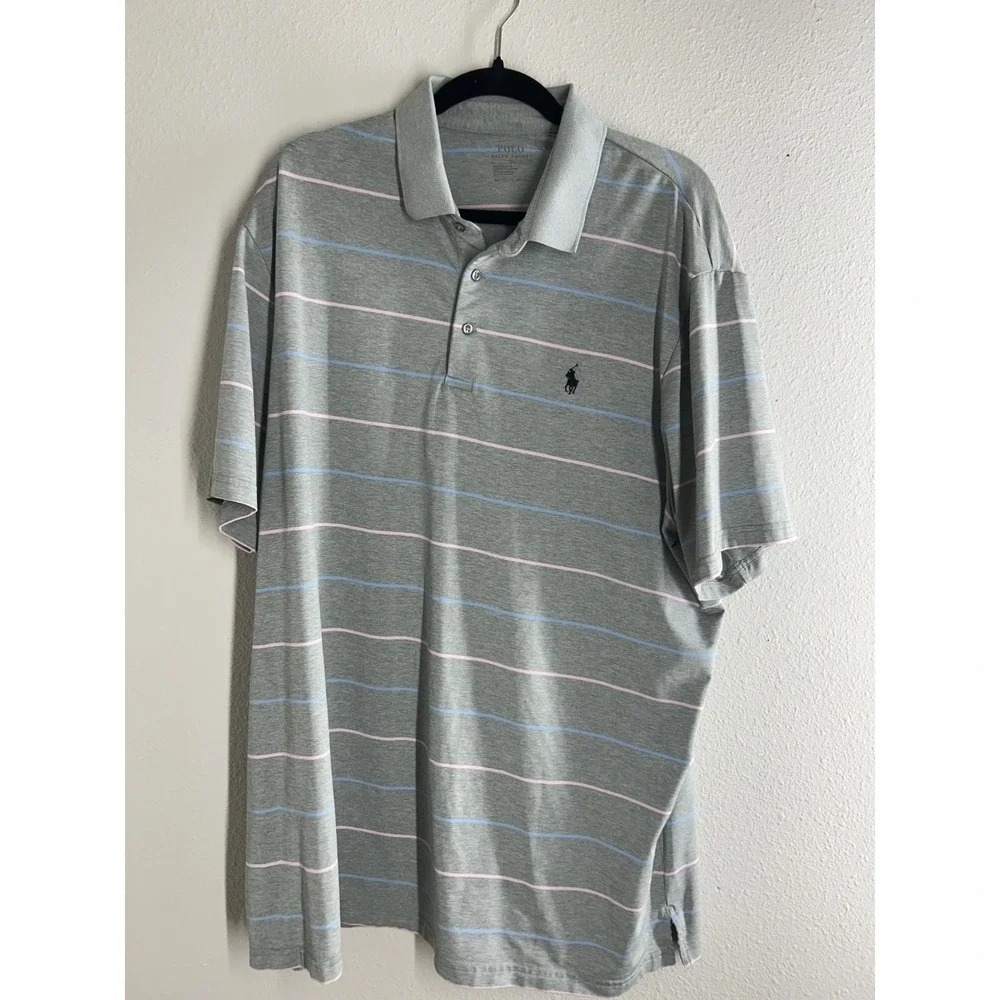 Men's Polo Ralph Lauren Performance Stretch Jersey Short Sleeve Striped Golf XXL